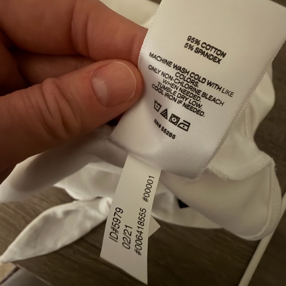 EXPRESS White Tie Shoulder Bodysuit XL Stretch Cotton Snap Bottom NWT - Picture 11 of 11